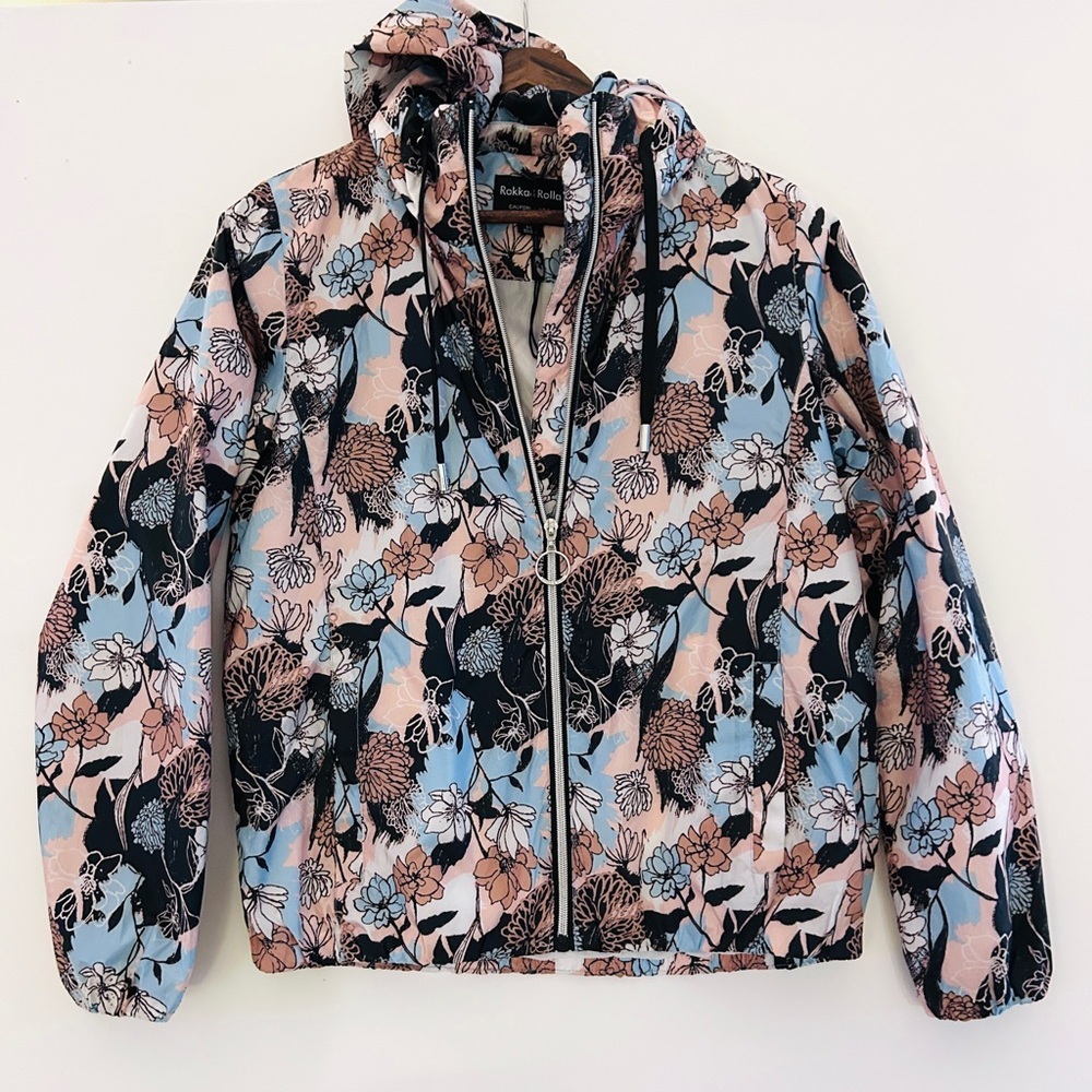 🌸 Rokka & Rella Floral Zip Hoodie Jacket | Pastel Botanical Print | Size S - Picture 3 of 7